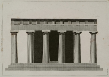 Η πρόσοψη του Ναού της Ήρας στον Ακράγαντα της Σικελίας.