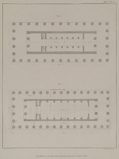 Εικ. 1. Κάτοψη του Ναού του Διός στην αρχαία Ολυμπία. Εικ. 2. Κάτοψη του Ναού του Επικουρίου Απόλλωνα στη Φιγαλεία.