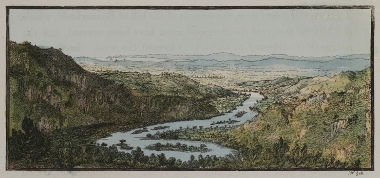 Τοπίο γύρω από το Μπουνάρ Mπασί, χωριό το οποίο ταυτίζονταν λαθεμένα με την Τροία. Στο βάθος διακρίνεται ο Ελλήσποντος.