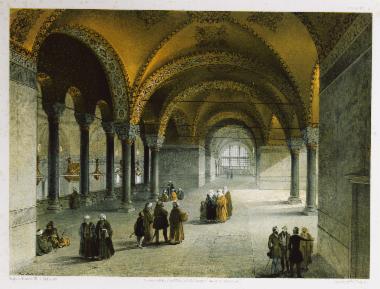 Αγία Σοφία Κωνσταντινούπολης: Άποψη του δυτικού τμήματος του υπερώου, όπου υπήρχε και ο θρόνος του βυζαντινού αυτοκράτορα.