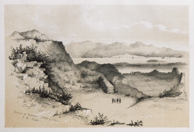 Άποψη ερειπίων αμφιθεάτρου στις Ερυθρές (ή Ερυθραί ή Λιθρί), αρχαία πόλη της Ιωνίας στην ομώνυμη χερσόνησο, κοντά στο σημερινό Ίλντιρι και λίγα χιλιόμετρα ΒΑ του Τσεσμέ. Στο βάθος διακρίνεται η Χίος.