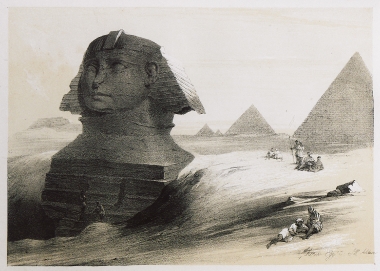 Άποψη της Σφίγγας μπροστά από την Πυραμίδα του Χεφρήνου.