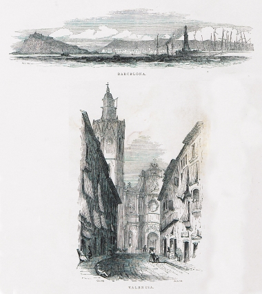Εικ. 1. Άποψη του λιμανιού της Βαρκελώνης. Εικ. 2. Άποψη του Καθεδρικού ναού της Βαλένθια.
