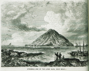 Άποψη της νήσου και του ηφαιστείου Στρόμπολι.