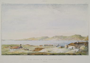 Άποψη του λιμανιού της Ελευσίνας και μερική άποψη της νήσου Σαλαμίνας.