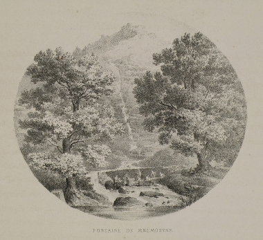 Η Πηγή της Μνημοσύνης κοντά στο Τροφώνιο Μαντείο. Οι πιστοί όφειλαν να πιουν νερό από την πηγή όπως και από την Πηγή της Λήθης, ως απαραίτητα στάδια στο Δρώμενο της Κατάβασης στο άδυτο του Τροφώνιου Μαντείου. Όλες οι πηγές του ποταμού Έρκυνα, ο οποίος διασχίζει τη Λιβαδειά, ονομάζονατι σήμερα Πηγές Κρύας.