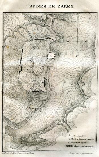 Τοπογραφικός χάρτης της αρχαίας πόλης Ζάραξ (Ζάρακας) στον όρμο του Γέρακα στη Λακωνία.