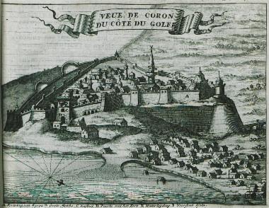 Άποψη της Κορώνης από τη θάλασσα.