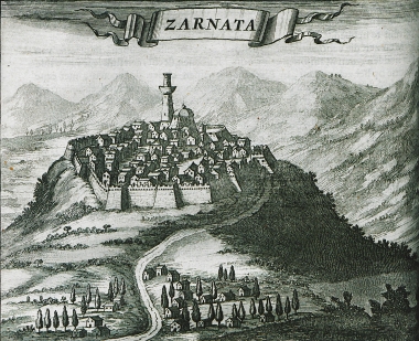 Άποψη του κάστρου της Ζαρνάτας στη Μεσσηνιακή Μάνη.