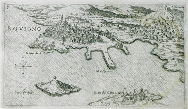 Χάρτης του Ροβίνζ (το αρχαίο Ρυγίνιο), στη χερσόνησο της Ίστριας.