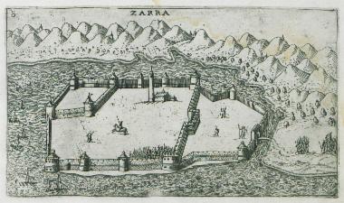 Άποψη του Ζάνταρ (η αρχαία Ίδασσα) και Ζάρα υπό τη βενετική διοίκηση, στην Κροατία.