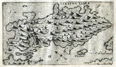Χάρτης της νήσου Χβαρ (η αρχαία Φάρος) και Λεσίνα κατά την βενετική διοίκηση, στην Κροατία.