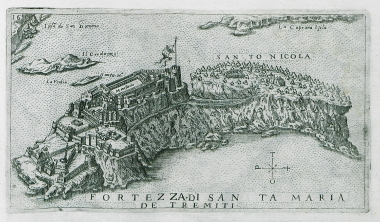 Xάρτης του Αγίου Νικολάου, ενός από τα νησιά Τρέμιτι στην Ιταλία (οι αρχαίες Διομήδειοι νήσοι)