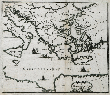 Χάρτης της νότιας Ιταλίας και της ανατολικής Μεσογείου.