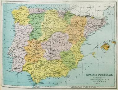Χάρτης της Ισπανίας και της Πορτογαλίας.