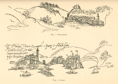 Εικ. 1. Άποψη του Πολυκάστρου στην Ιταλία. Εικ. 2. Άποψη του Λίπαρι, η αρχαία Μελιγούνη, νησί στην Τυρρηνική θάλασσα.