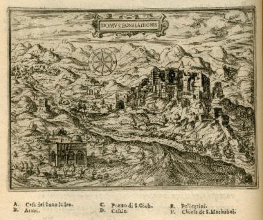 Άποψη του Λατρούν. Στα δεξιά διακρίνονται τα ερείπια του κάστρου που ύψωσαν οι Σταυροφόροι.