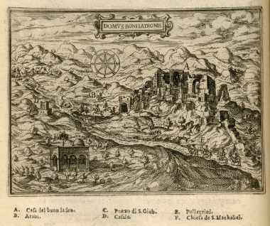 Άποψη του Λατρούν. Στα δεξιά διακρίνονται τα ερείπια του κάστρου που ύψωσαν οι Σταυροφόροι.