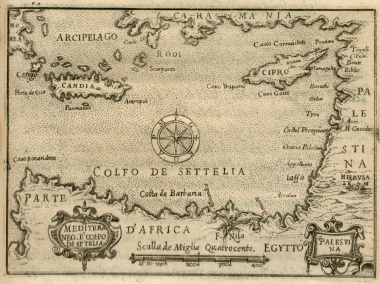 Χάρτης τμήματος της ανατολικής Μεσογείου.