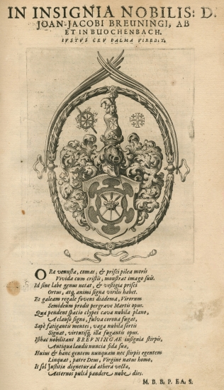 Θυρεός του οίκου των Breuning von Buchenbach. Ποίημα αφιερωμένο στον συγγραφέα Hans Jacob Breuning.