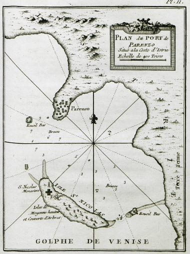 Χάρτης του λιμανιού του Πόρετς, η αρχαία Πάρενθος, στην Κροατία.