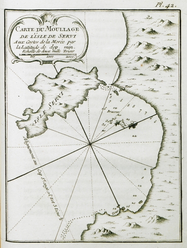 Χάρτης του αγκυροβολίου κοντά στην Ελαφόνησο.