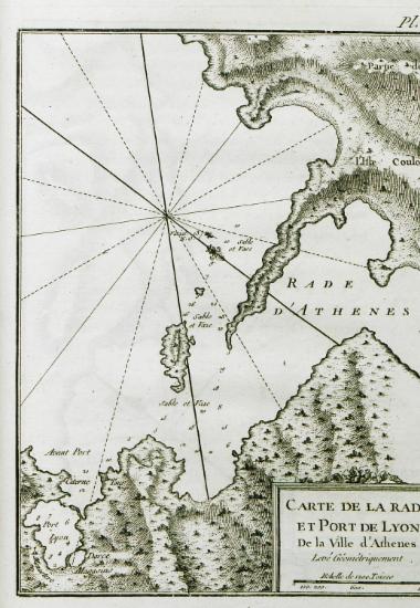 Χάρτης του Πειραιά και τμήματος της Σαλαμίνας.