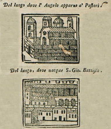 Τα ερείπια της Μονής των Ποιμένων στο σημείο στο οποίο κατά την παράδοση ο Άγγελος του Κυρίου εμφανίστηκε στους ποιμένες για να τους αναγγείλει τη γέννηση του Ιησού Χριστού, στο χωριό Μπέιτ Σαχούρ (Χωρίον των Ποιμένων) στα περίχωρα της Βηθλεέμ. Το σημείο όπου βρισκόταν το σπίτι του Άγιου Ιωάννη του Βαπτιστή, στο χωριό Έιν Κάρεμ, στα περίχωρα της Ιερουσαλήμ, και όπο η Μαρία επισκέφτηκε την Ελισάβετ.