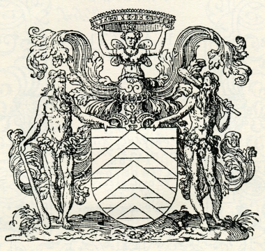 Θυρεός του οίκου του κόμη Φρανσουά ντε Λα Ροσφουκώ (La Rochefoucauld) στον οποίο είναι αφιερώμενη η έκδοση.