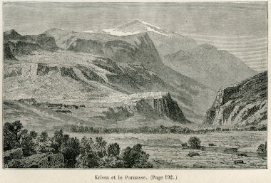 Άποψη της αρχαίας Κρίσσας και του Παρνασσού.