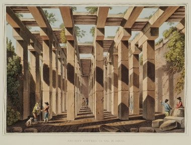 Αρχαία δεξαμενή στην περιοχή Βαλ ντι Νότο στη νοτιοανατολική Σικελία. Πιθανότατα απεικονίζεται κάποιο νεότερο κτίσμα γύρω από τη ρωμαϊκή δεξαμενή στην Έννα.