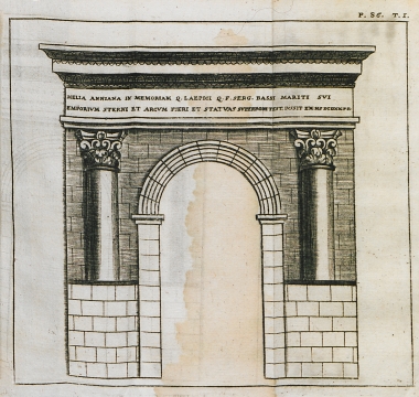 Η θριαμβική αψίδα της Αυνίας Μελιάνας, που το 1573 ενσωματώθηκε στην Θαλάσσια Πύλη (επίσης Πύλη του Αγίου Χρυσογόνου) στα τείχη του Ζαντάρ στην Κροατία.