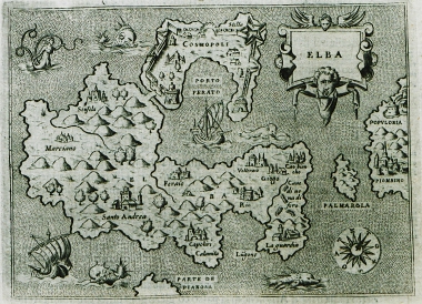 Χάρτης της νήσου Έλμπα, Ιταλία.