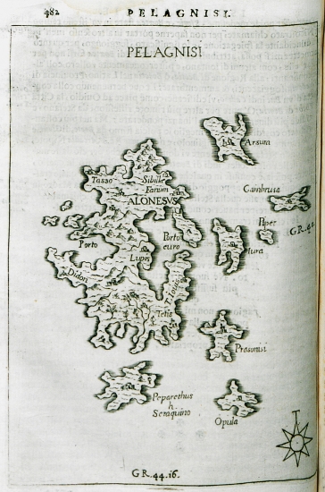 Χάρτης της Κυρά Παναγιάς (Πελαγονήσι), της νήσου Γιούρα και των γύρω νησίδων.