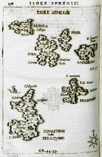 Χάρτης της Σκιάθου και των βορειοανατολικών ακτών της Εύβοιας.