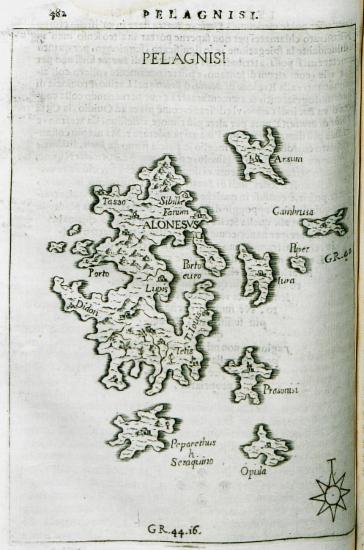 Χάρτης τμήματος της Εύβοιας με τη Χαλκίδα.