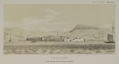 Άποψη οικισμού στον κόλπο της Σμύρνης, πιθανώς της Νέας Φώκαιας.