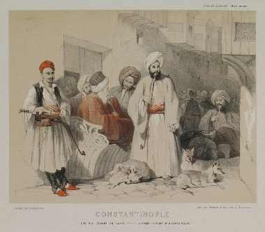 Δρόμος μπροστά σε καφενείο της Κωνσταντινούπολη.