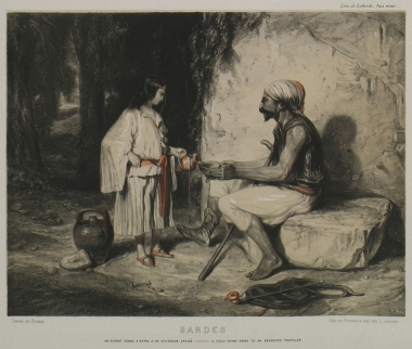 Νεαρό κορίτσι της εθνοτικής ομάδας των Γιουρούκων προσφέρει νερό σε Τούρκο ταξιδιώτη στα περίχωρα των Σάρδεων.