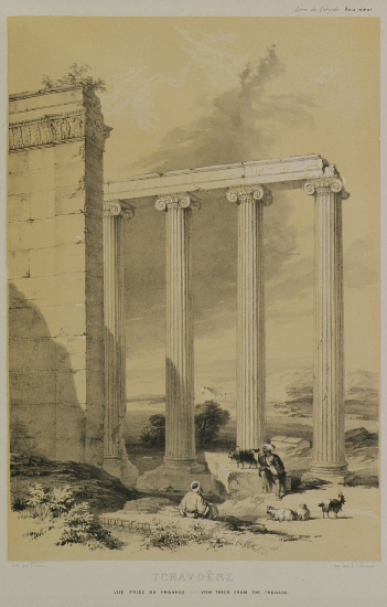 Ο Ναός του Δία (άποψη του προνάου), στους αρχαίους Αιζανούς, κοντά στο Σαβντάρχισαρ της Μικράς Ασίας.