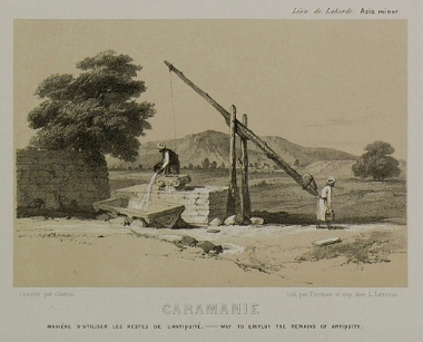 Χωρικός στα περίχωρα της πόλης Γιαλβάς, που είναι χτισμένη δίπλα στην αρχαία Αντιόχεια της Πισιδίας, χρησιμοποιεί το σκέπασμα μιας αρχαίας σαρκοφάγου ως ποτίστρα για τα ζώα.