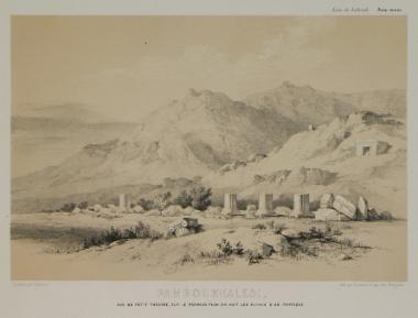 Άποψη του Ρωμαϊκού Θεάτρου και των ερειπίων της Ιεράπολης. Στο βάθος οι βράχοι του Παμούκαλε.