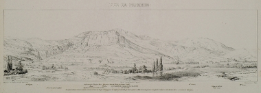 Άποψη των ερειπίων της αρχαίας Πριήνης. Σημειώνονται οι θέσεις των μνημείων και του σύγχρονου οικισμού.