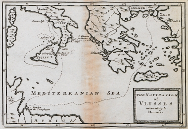 Η διαδρομή του Οδυσσέα από την Τροία στην Ιθάκη σύμφωνα με την περιγραφή του Ομήρου.