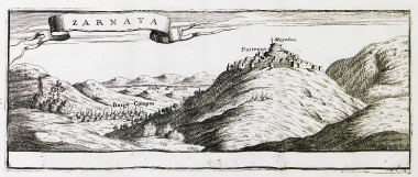 Το κάστρο της Ζαρνάτας με το χωριό Κάμπος στη Μεσσηνία.