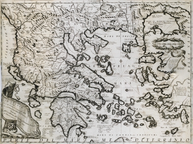 Χάρτης της ηπειρωτικής Ελλάδας, της Πελοποννήσου και των νησιών του Αιγαίου.