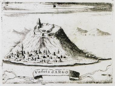 Άποψη του οικισμού του Άργους με το κάστρο της Λάρισας.