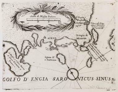 Χάρτης της ακτής της Αττικής και των νησιών του Αργοσαρωνικού.