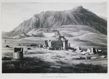 Η ακρόπολη του Πανοπέα (ακρόπολη της Χαιρώνειας) και η πεδιάδα της Χαιρώνειας.