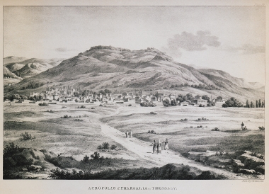 Άποψη των Φαρσάλων με το κάστρο (ακρόπολη).